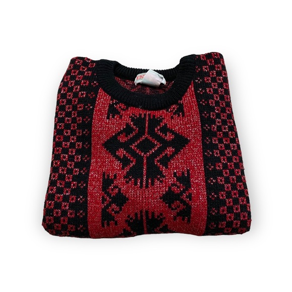 Vintage Red & Black Sparkly Holiday Sweater - Picture 6 of 6